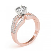 Diamond Triple Row Engagement Ring Setting 18k Rose Gold (0.52ct)