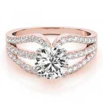 Diamond Triple Row Engagement Ring Setting 18k Rose Gold (0.52ct)