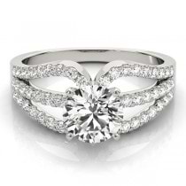 Diamond Triple Row Engagement Ring Setting 18k White Gold (0.52ct)