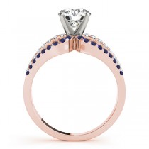 Diamond & Blue Sapphire Triple Row Engagement Ring 14k Rose Gold (0.52ct)