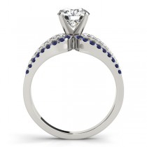 Diamond & Blue Sapphire Triple Row Engagement Ring Setting Palladium (0.52ct)