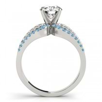 Diamond & Blue Topaz Triple Row Engagement Ring 18k White Gold (0.52ct)