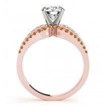 Diamond & Citrine Triple Row Engagement Ring 18k Rose Gold (0.52)