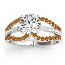 Diamond & Citrine Triple Row Engagement Ring Setting Platinum (0.52ct)