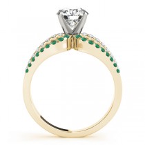 Diamond & Emerald Triple Row Engagement Ring 14k Yellow Gold (0.52ct)