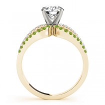 Diamond & Peridot Triple Row Engagement Ring 18k Yellow Gold (0.52ct)