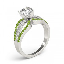 Diamond & Peridot Triple Row Engagement Ring Setting Platinum (0.52ct)