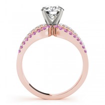 Diamond & Pink Sapphire Triple Row Engagement Ring 14k Rose Gold (0.52ct)