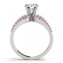 Diamond & Pink Sapphire Triple Row Engagement Ring 14k White Gold(0.52ct)