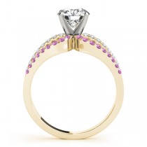 Diamond & Pink Sapphire Triple Row Engagement Ring 14k Yellow Gold (0.52ct)