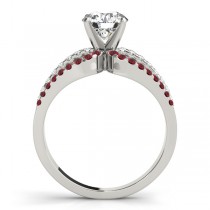 Diamond & Ruby Triple Row Engagement Ring 18k White Gold (0.52ct)