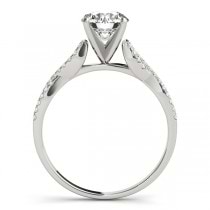 Diamond Accented Twisted Band Engagement Ring 14k White Gold (1.50ct)