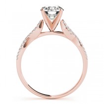 Diamond Accented Twisted Band Engagement Ring 18k Rose Gold (1.50ct)