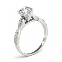 Diamond Accented Twisted Band Engagement Ring 18k White Gold (1.50ct)