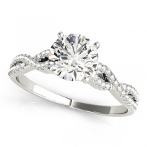 Diamond Accented Twisted Band Engagement Ring 18k White Gold (0.75ct)