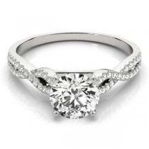 Diamond Twist Engagement Ring Setting 18k White Gold (0.22ct)