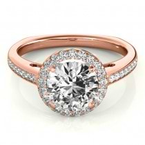 Diamond Halo Butterfly Engagement Ring 14K Rose Gold (0.26ct)