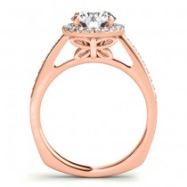 Diamond Halo Butterfly Engagement Ring 18K Rose Gold (0.26ct)
