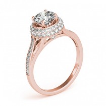 Diamond Split Shank Halo Engagement Ring 18k Rose Gold (0.45ct)