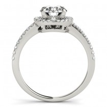 Round Diamond Halo Engagement Ring 14K White Gold (0.83ct)