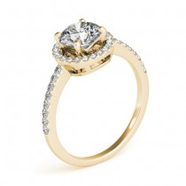Round Diamond Halo Engagement Ring 14K Yellow Gold (0.83ct)