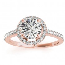 Diamond Accented Halo Engagement Ring Setting 14K Rose Gold (0.33ct)