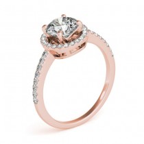 Diamond Accented Halo Engagement Ring Setting 18K Rose Gold (0.33ct)