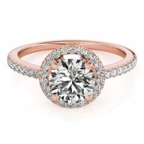 Diamond Accented Halo Engagement Ring Setting 18K Rose Gold (0.33ct)