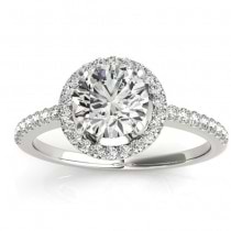 Diamond Accented Halo Engagement Ring Setting 18K White Gold (0.33ct)