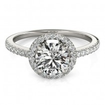 Diamond Accented Halo Engagement Ring Setting 18K White Gold (0.33ct)