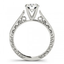 Diamond Antique Style Engagement Ring Setting 14k White Gold (0.10ct)