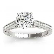 Diamond Antique Style Engagement Ring Setting 18k White Gold (0.10ct)