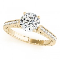 Diamond Antique Style Engagement Ring Setting 18k Yellow Gold (0.10ct)