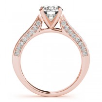 Diamond Sidestone Accented Engagement Ring 18k Rose Gold (0.50ct)