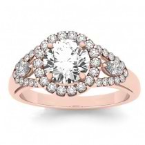 Marquise Sidestone Diamond Halo Engagement Ring 18k Rose Gold (1.59ct)