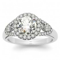 Marquise Diamond Halo Engagement Ring Setting 18k White Gold (0.59ct)