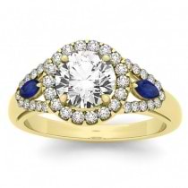 Diamond & Marquise Blue Sapphire Engagement Ring 14k Yellow Gold (0.59ct)