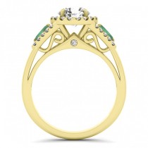 Diamond & Marquise Emerald Engagement Ring 14k Yellow Gold (0.59ct)