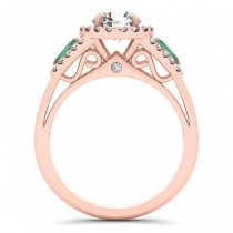 Diamond & Marquise Emerald Engagement Ring 18k Rose Gold (0.59ct)