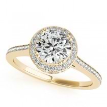 Diamond Halo Round Engagement Ring in 14k Yellow Gold (0.48ct)