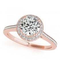 Diamond Halo Round Engagement Ring in 18k Rose Gold (0.48ct)