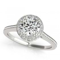 Diamond Halo Round Engagement Ring in 18k White Gold (0.48ct)