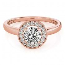 Diamond Accented Halo Engagement Ring Setting 14k Rose Gold (0.10ct)