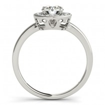 Diamond Accented Halo Engagement Ring Setting 14k White Gold (0.10ct)