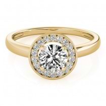 Diamond Accented Halo Engagement Ring Setting 14k Yellow Gold (0.10ct)
