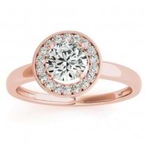 Diamond Accented Halo Engagement Ring Setting 18k Rose Gold (0.10ct)
