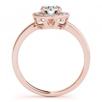 Diamond Accented Halo Engagement Ring Setting 18k Rose Gold (0.10ct)