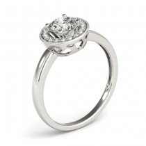 Diamond Accented Halo Engagement Ring Setting 18k White Gold (0.10ct)
