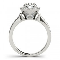 Diamond Star Engagement Ring with Accents in 14k White Gold 1.40ct