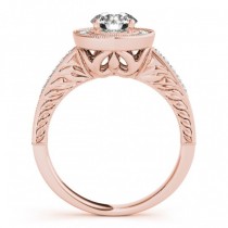 Diamond Halo Antique Style Design Engagement Ring 18k Rose Gold (1.08ct)